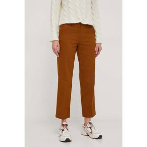 Kalhoty Sisley dámské, hnědá barva, jednoduché, high waist