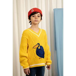 Dětský bavlněný svetr Mini Rodini žlutá barva
