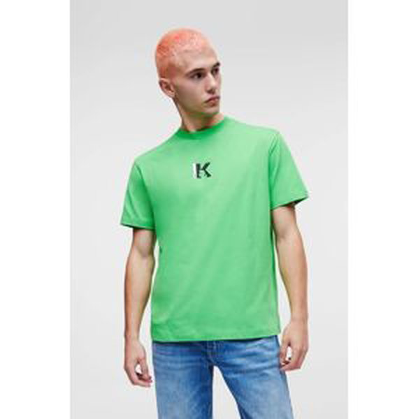 Bavlněné tričko Karl Lagerfeld Jeans zelená barva, s potiskem