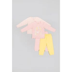 Dětské bavlněné pyžamo zippy růžová barva, s potiskem