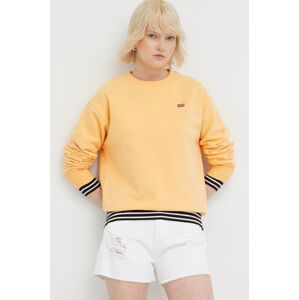 Bavlněná mikina Levi's dámská, oranžová barva, hladká, 24688.0053-YellowsO