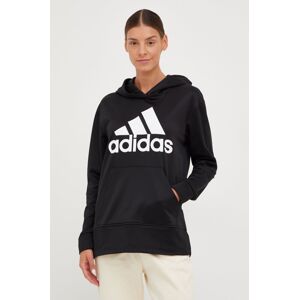 Tréninková mikina adidas Performance Big Logo , černá barva, s kapucí, s potiskem