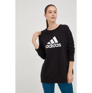 Bavlněná mikina adidas Performance dámská, černá barva, s potiskem