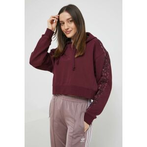 Bavlněná mikina adidas Originals dámská, fialová barva, s kapucí, hladká