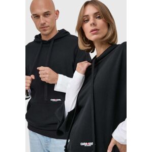 Mikina Karl Lagerfeld Karl Lagerfeld x Cara Delevingne unisex, černá barva, s kapucí, s aplikací