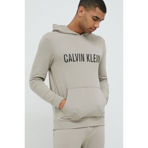 Pyžamová mikina Calvin Klein Underwear pánská, béžová barva, melanžová