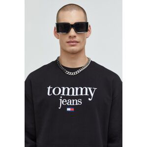 Mikina Tommy Jeans pánská, černá barva, s aplikací