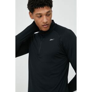 Běžecké triko s dlouhým rukávem Reebok Quarter-zip černá barva