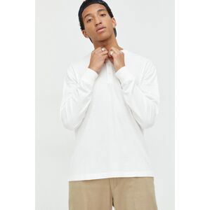 Bavlněné tričko s dlouhým rukávem Abercrombie & Fitch bílá barva