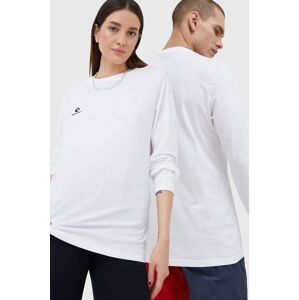 Bavlněné tričko s dlouhým rukávem Converse bílá barva, 10023872.A01-WHITE
