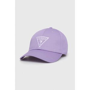Bavlněná čepice Guess fialová barva, s aplikací