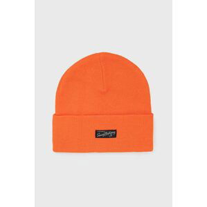 Čepice Superdry oranžová barva, z tenké pleteniny