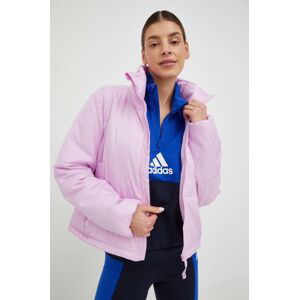 Bunda adidas dámská, růžová barva, zimní