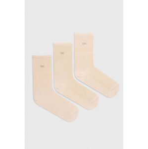 Ponožky Calvin Klein 3-pack dámské, béžová barva