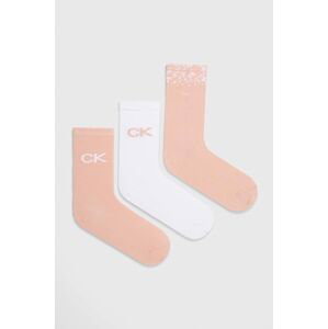 Ponožky Calvin Klein 3-pack dámské, růžová barva