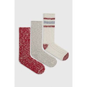 Ponožky Abercrombie & Fitch 3-pack pánské, červená barva