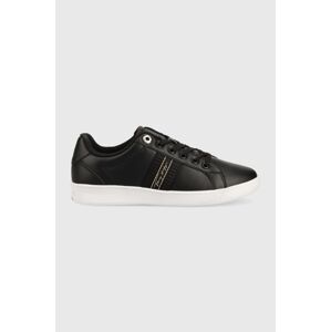 Kožené sneakers boty Tommy Hilfiger Signature Webbing Court Sneaker , černá barva