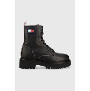 Farmářky Tommy Jeans Urban Tommy Jeans Piping Boot dámské, černá barva, na platformě