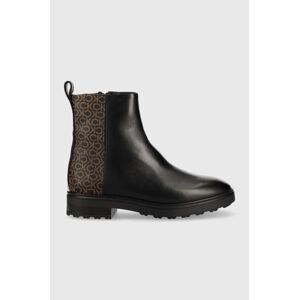 Nízké kozačky Calvin Klein Cleat Ankle Boot dámské, černá barva, na plochém podpatku