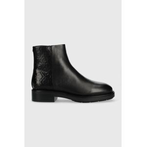 Nízké kozačky Calvin Klein Rubber Sole Ankle Boot dámské, černá barva, na plochém podpatku