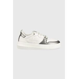 Sneakers boty Calvin Klein Jeans Chunky Cupsole Laceup Metallic bílá barva