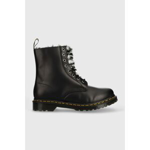 Kožené workery Dr. Martens 1460 Serena dámské, černá barva, na plochém podpatku, zateplené