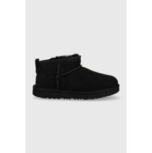 Dětské semišové sněhule UGG Classic Ultra Mini černá barva