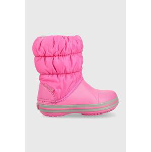 Dětské sněhule Crocs Winter Puff Boot růžová barva