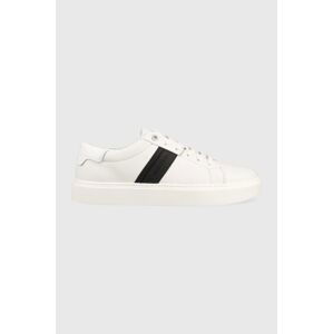 Kožené sneakers boty Calvin Klein Low Top Lace Up bílá barva