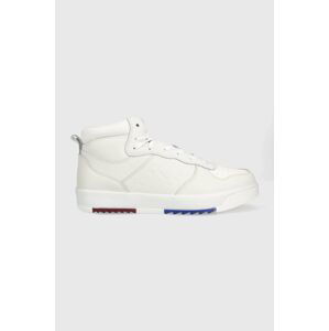 Kožené sneakers boty Tommy Jeans Leather Basket Midcut bílá barva