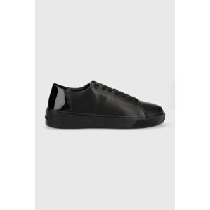 Kožené sneakers boty Calvin Klein Low Top Lace Up Lth/br černá barva