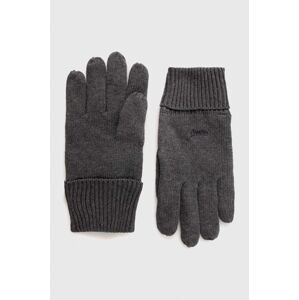 Bavlněné rukavice Superdry pánské, šedá barva