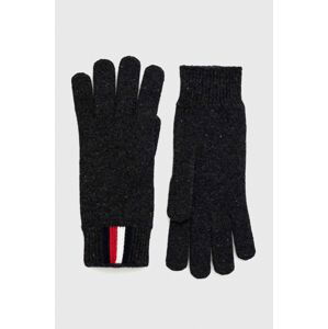 Vlněné rukavice Tommy Hilfiger pánské, černá barva