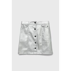 Dětská sukně Calvin Klein Jeans stříbrná barva, mini