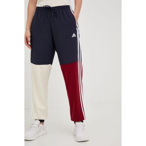 Tepláky adidas Essentials dámské, tmavomodrá barva, vzorované