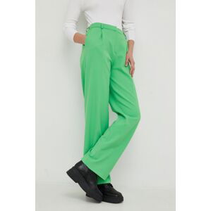 Kalhoty Samsoe Samsoe dámské, zelená barva, široké, high waist