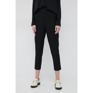 Kalhoty Sisley dámské, černá barva, přiléhavé, high waist