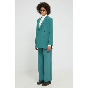 Kalhoty Vila Vifreya dámské, zelená barva, jednoduché, high waist