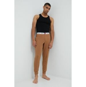 Pyžamové kalhoty Tommy Hilfiger pánské, hnědá barva