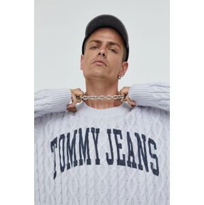 Svetr Tommy Jeans pánský, šedá barva,