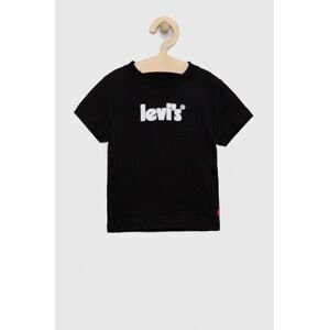 Dětské bavlněné tričko Levi's černá barva, s potiskem