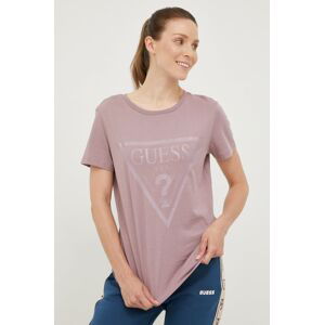 Bavlněné tričko Guess ADELE fialová barva, V2YI07 K8HM0