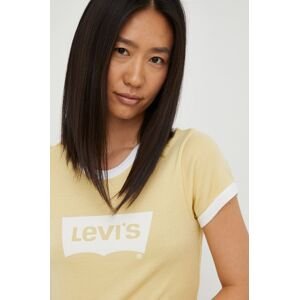 Bavlněné tričko Levi's béžová barva