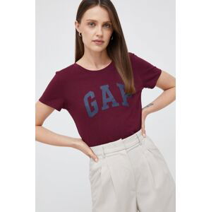 Bavlněné tričko GAP vínová barva