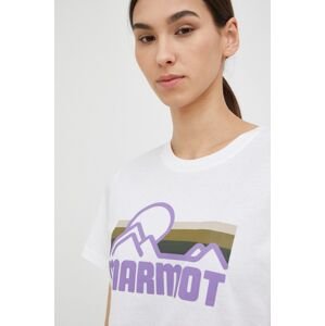 Bavlněné tričko Marmot bílá barva