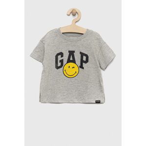 Dětské bavlněné tričko GAP x smiley world šedá barva