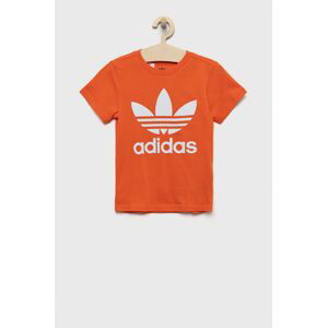 Dětské bavlněné tričko adidas Originals oranžová barva, s potiskem