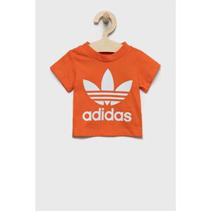 Dětské bavlněné tričko adidas Originals oranžová barva, s potiskem