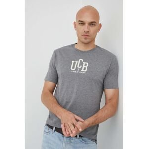 Bavlněné tričko United Colors of Benetton šedá barva, s potiskem