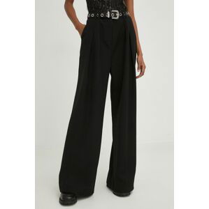 Kalhoty Answear Lab X limitovaná kolekce SISTERHOOD dámské, černá barva, široké, high waist